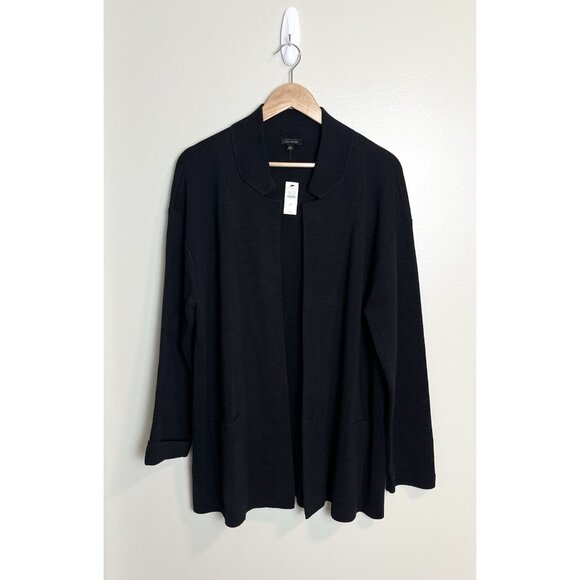 Talbots Womens Black Cardigan Blazer Long Pockets Cotton Modal‎ XL NWT - Picture 1 of 9